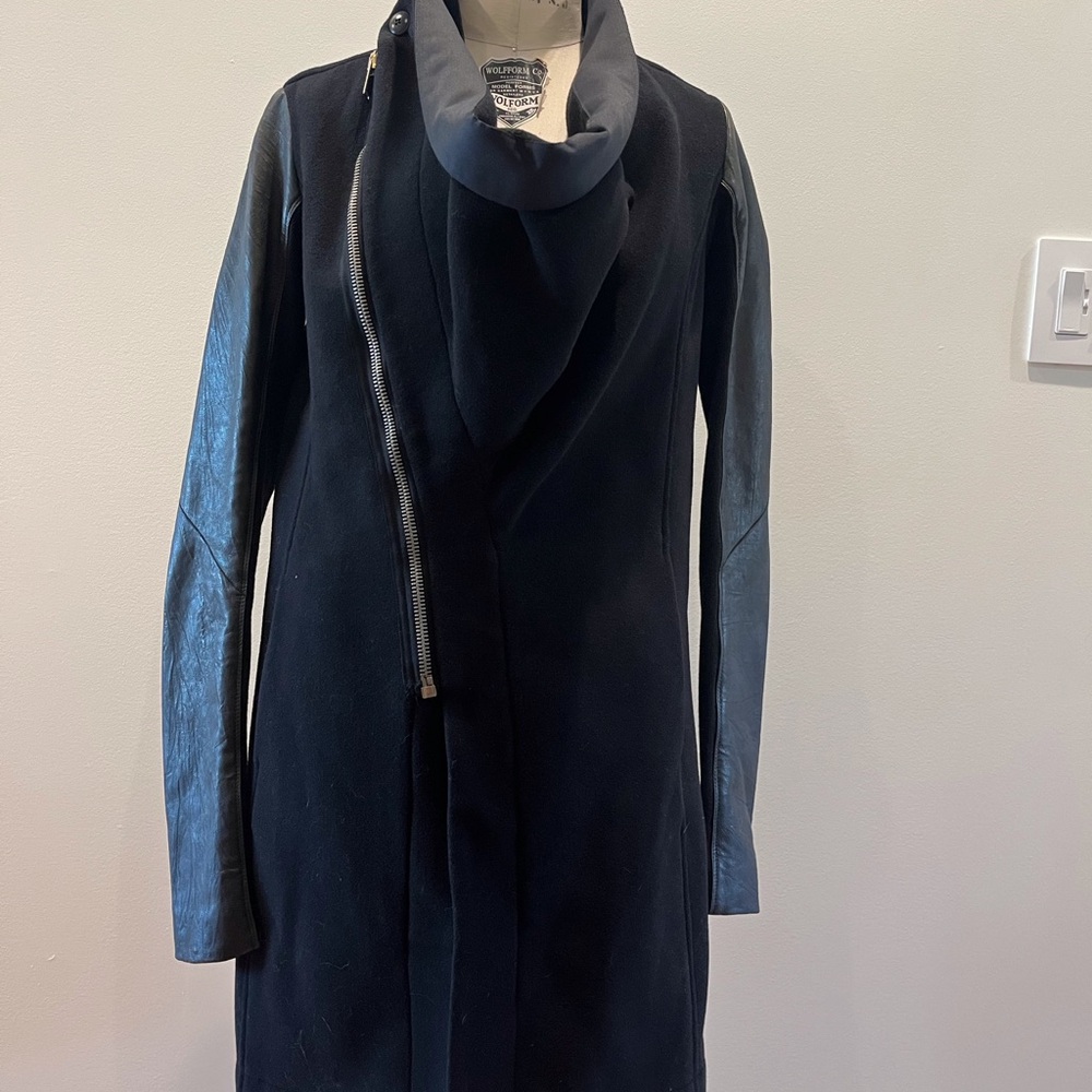 Rick Owens Black Jacket with Leather Sleeves